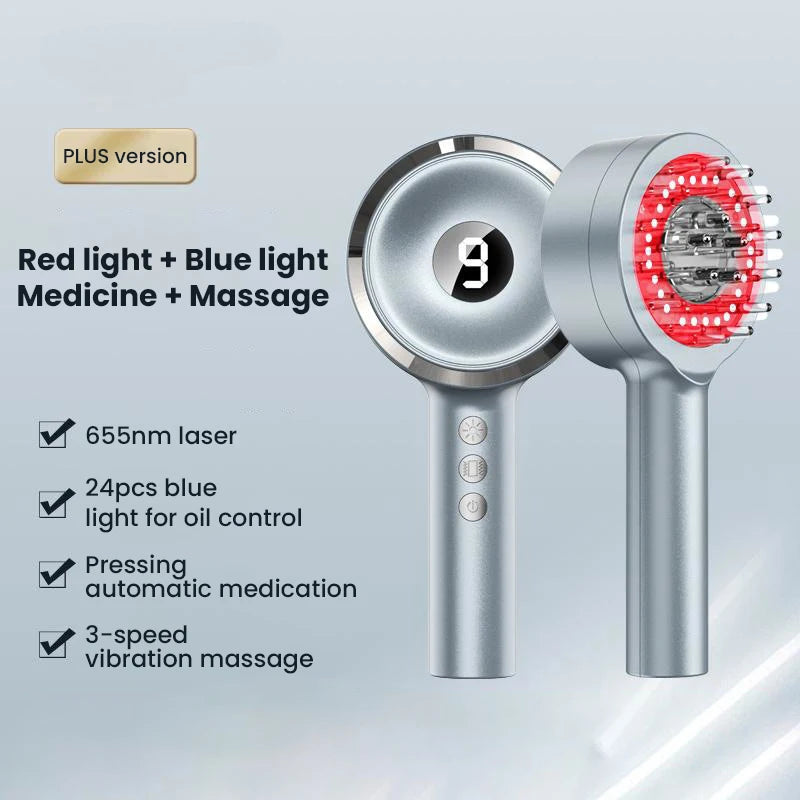 KINGDOM LED Right Light Therapy Hair Growth Brush and Hair Serum Applicator