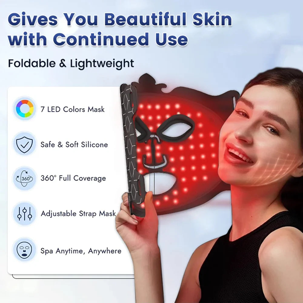 7-in-1 LED Colors Silicone Therapy Facial Mask